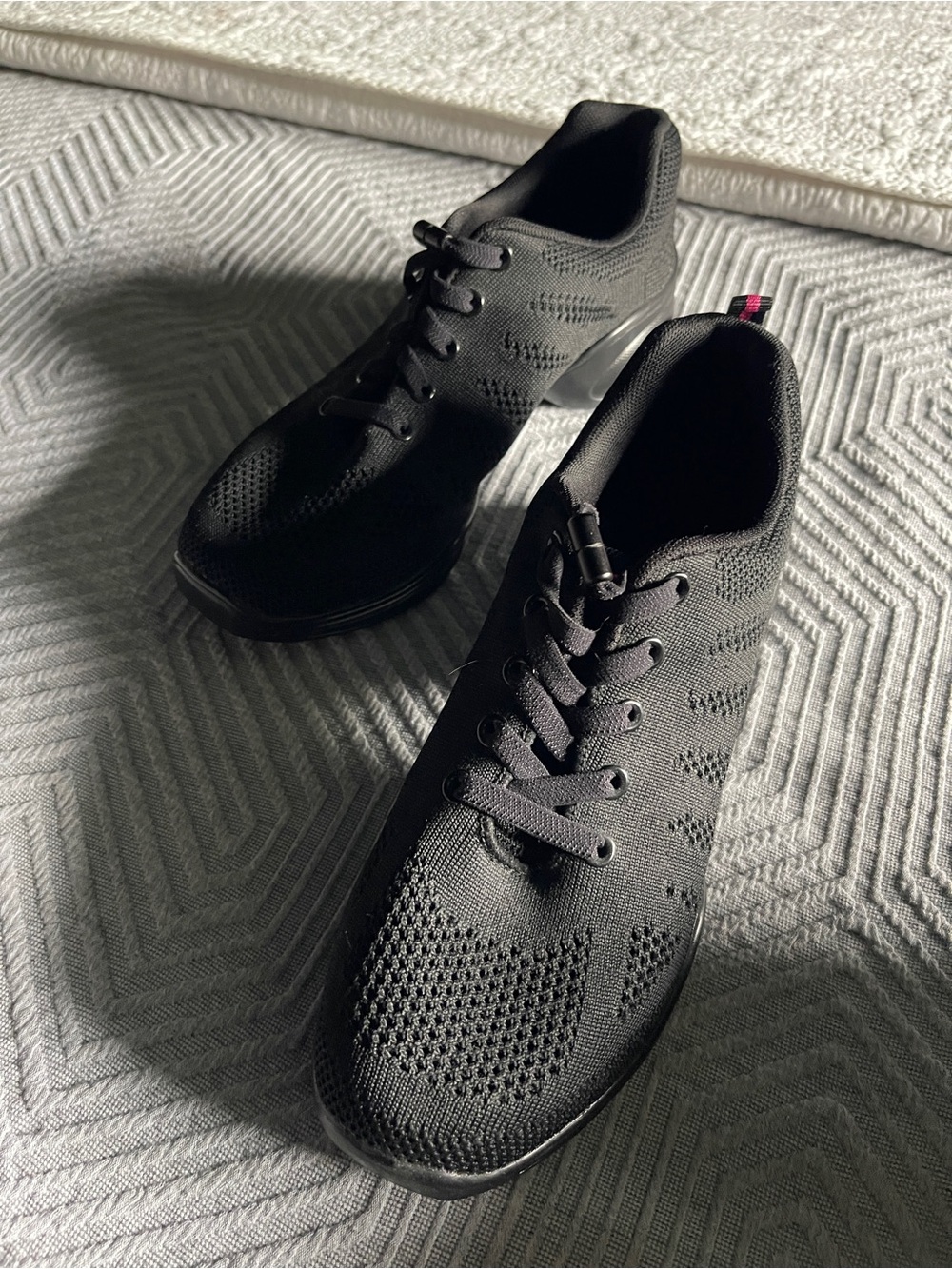 Women's Black Knit Lace-Up Sneakers - Lightweight Everyday Comfort
